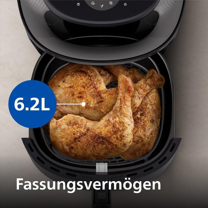 Philips Airfryer 3000 Series 6.2L, Kochfenster, 16-In-1 Kochfunktionen, Rapidair plus Technologie, Fat Removal, Homeid Rezepte-App, Mühelose Reinigung (NA330/00)