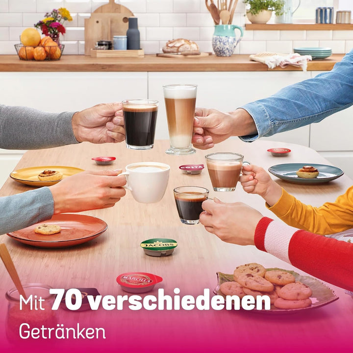 Bosch Tassimo Happy Friendly mașină de capsule TAS107E, Peste 70 de băuturi, Potrivit pentru toate ceștile, Oprire automată, Durabil, Perfect dozat, Economisitor de spațiu, 1400 W, Crem / negru