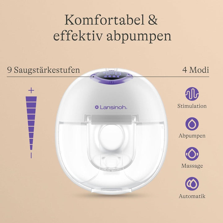 Lansinoh Tragbare Elektrische Milchpumpe – Freihändig Und Leise Abpumpen Ohne Kabel & Schläuche – Wiederaufladbarer Akku – Einfache Bedienung & Reinigung - Handsfree