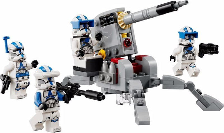 LEGO 75345 Star Wars 501St Clone Troopers Battle Pack Set cu vehicule și 4 figurine, jucărie construibilă cu tun AV-7 anti-vehicul și trăgător cu arc