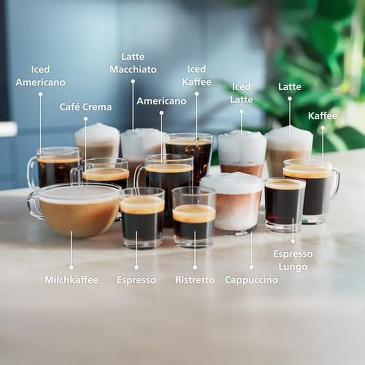 Philips Seria 5500 Mașină automată de cafea - Sistem de lapte Lattego, 20 de specialități de cafea caldă și rece, 40% mai silențioasă cu Silentbrew, pornire rapidă, negru și argintiu (EP5546/70)