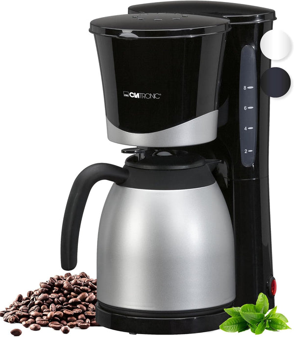 Cafetieră Clatronic® cu termos | Pentru 8-10 cești de cafea | Fără pierderi de temperatură | Cafetieră cu filtru | 1 litru | Mașină de cafea | Cafetieră cu filtru cu termos | KA 3327 negru