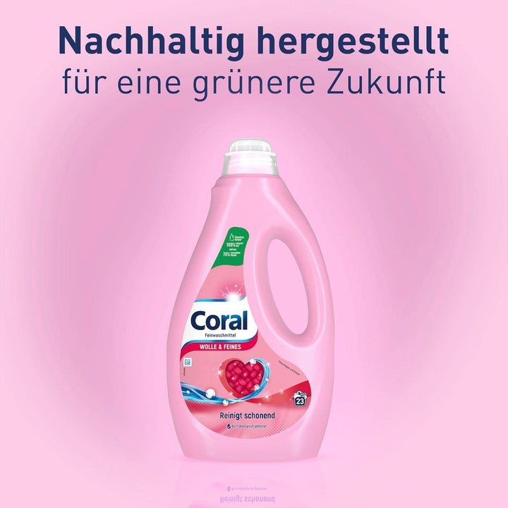 Coral detergent lichid delicat pentru lână și rufe delicate, 23 spalari, 1,15 litri