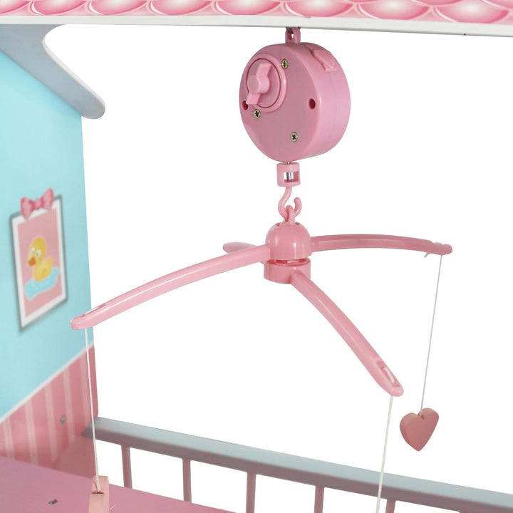 Olivia's Little World 2 En 1 Casă de păpuși și stație de schimbare Masa de schimbare Playset pentru păpuși din lemn cu scaun înalt TD-11460A