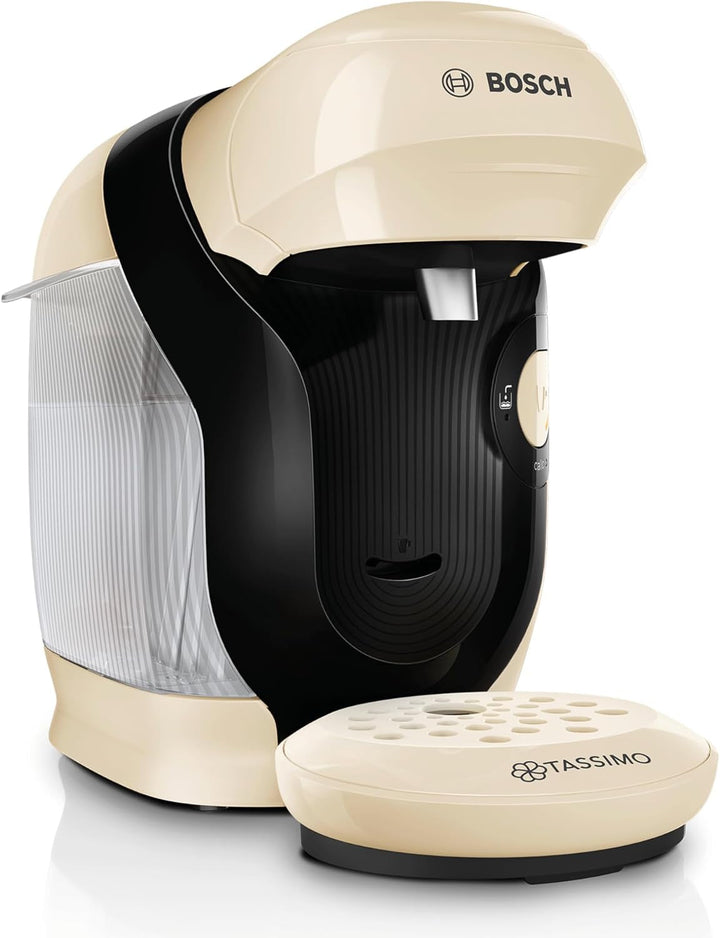 Mașină cu capsule Bosch Tassimo Style Friendly TAS112E, Peste 70 de băuturi, Potrivită pentru toate paharele, Complet automată, Durabilă, Economie de spațiu, 1400 W, Negru
