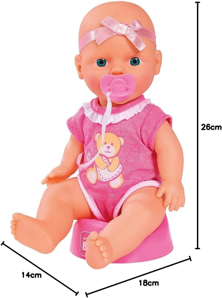 Simba 105030069 - New Born Baby Doll, păpușă din vinil cu funcție de băut și hrănit, cu certificat de naștere și accesorii, 4 bucăți, 30 cm, păpușă, de la 3 ani