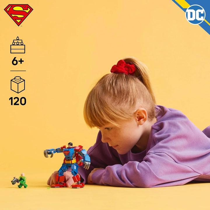 LEGO DC Superman Mech Vs. Lex Luthor - Jucărie de supererou cu 2 minifigurine - Figurină de acțiune construibilă cu brațe, picioare și degete mobile - Cadou pentru băieți și fete cu vârsta peste 6 ani 76302