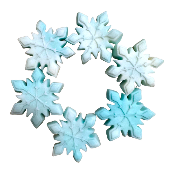 Set 6 edible decorations of sugar, snowflakes