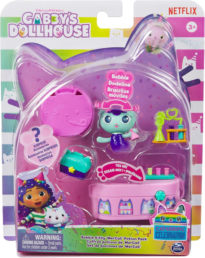 Gabby™S Dollhouse, Bobble Kitty Furniture Pack Of Meerkats, figură de pisică cu mobilier și accesorii pentru casa de păpuși, de la 3 ani