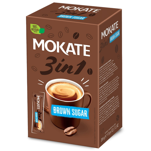 Mokate 3in1 brown sugar coffee instant envelope 24x17g