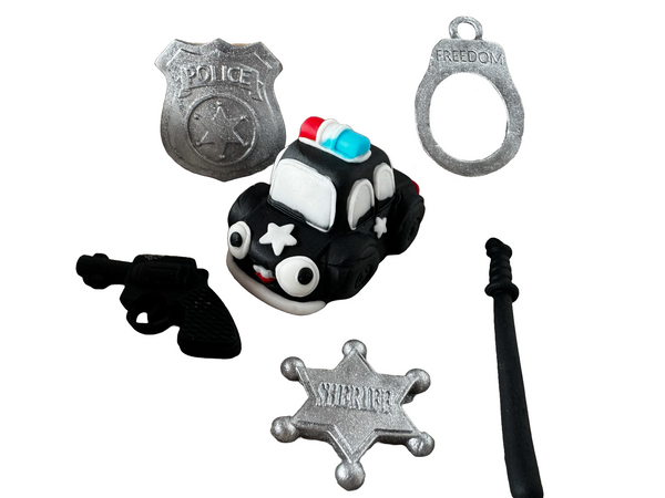 Set 6 edible decorations from sugar paste, police