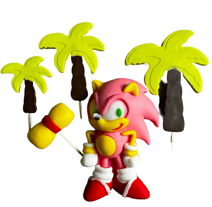 Set 5 decoratiuni comestibile din zahar, Amy Rose - Sonic - Nati Shop