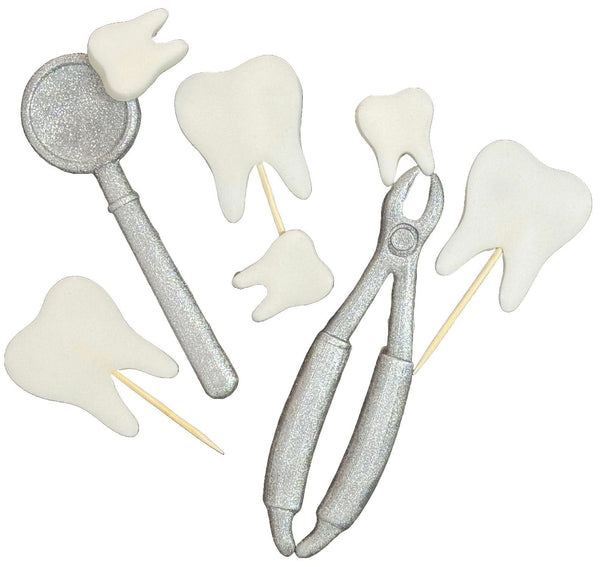 Set 8 decoratiuni comestibile din zahar, Dentist - Nati Shop